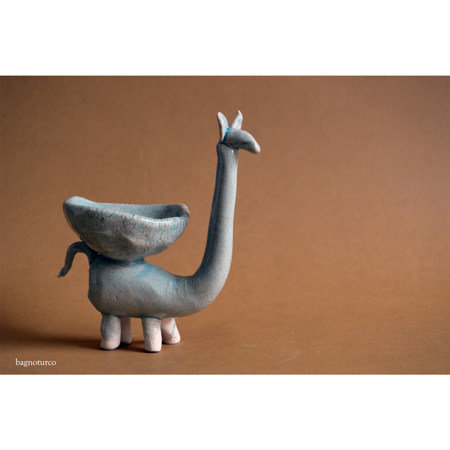 Turquoise Lama ceramic sculpture